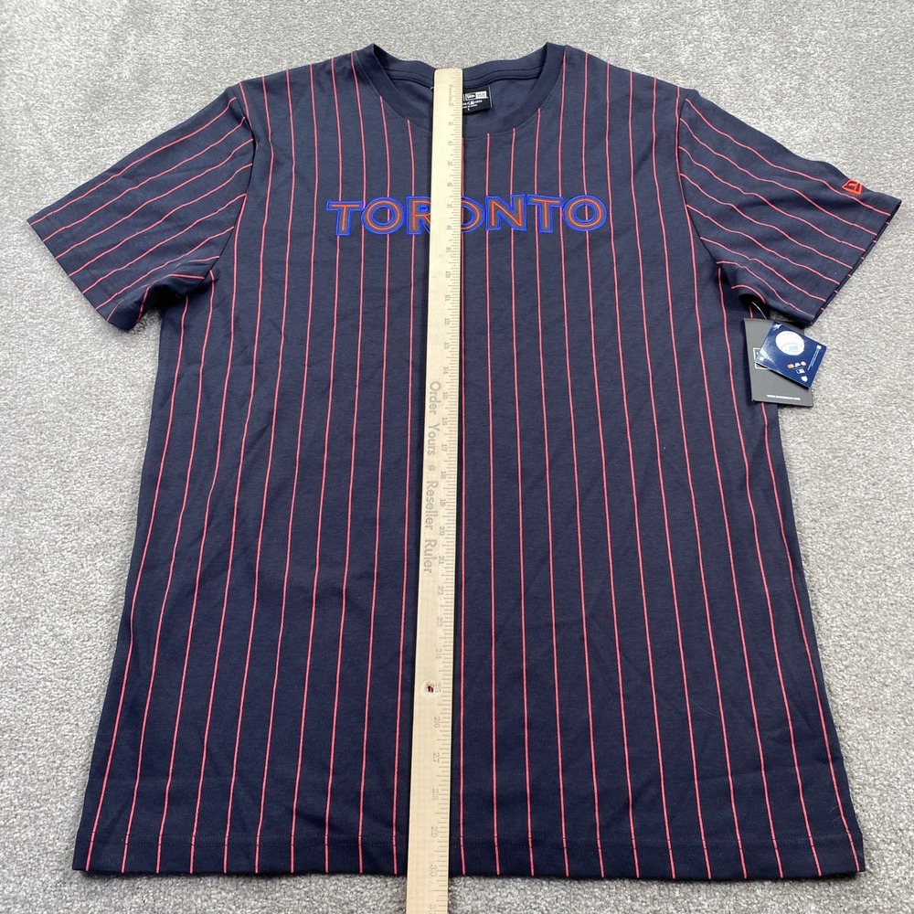 New Era Toronto Blue Jays T-Shirt Mens Large Navy Pinstripe MLB Graphic Tee - Picture 6 of 10